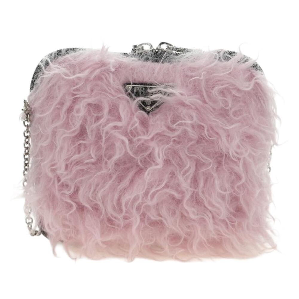 Prada Fur Chain Shoulder Bag Pink